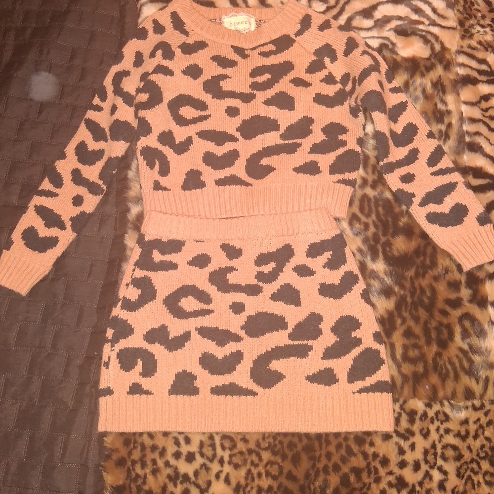 btween Leopard Print Kids Matching Set - Brown and Black